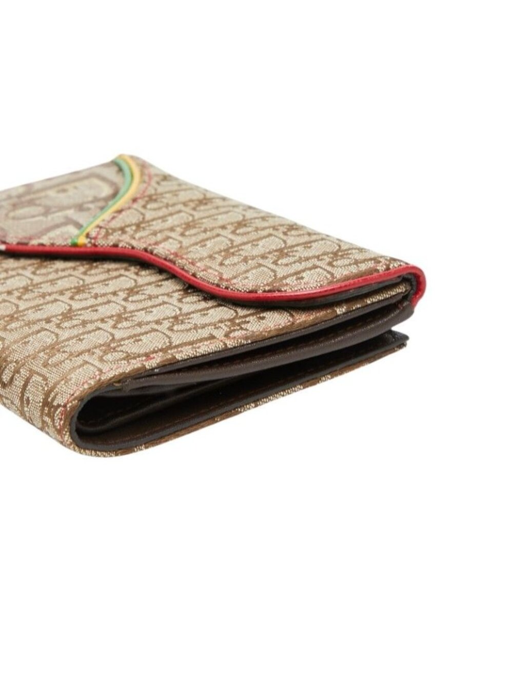 Dior Trotter Saddle Bifold Wallet Beige Multicolor Canvas Leather - Picture 4 of 9